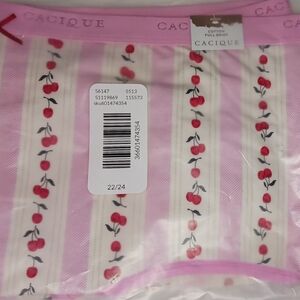 Cacique Cotton Pink Cherry Stripe Full Brief Size 22-24